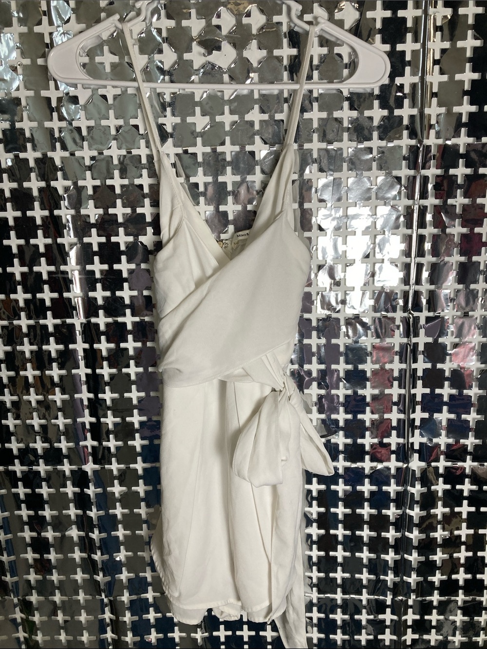 Mika & Gala Sleeveless Cream Wrap Romper with Side Tie